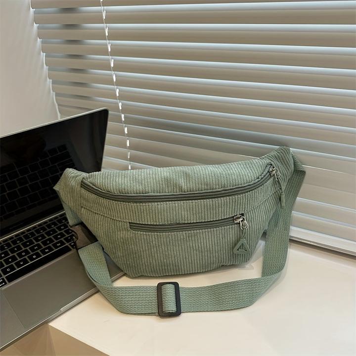 Produktbild Only-Bags.Store Stylische Cordtasche - Lässiger Fashion Sling Rucksack mit verstellbarem Gurt, Reissverschluss und