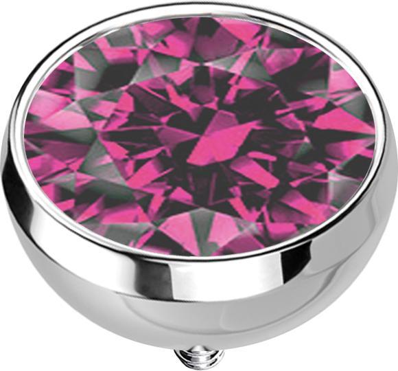 Image du produit Star Piercing Dermal Anchor demi-boule argentée avec cristal rose (sans laiton, Acier chirurgical 316L)