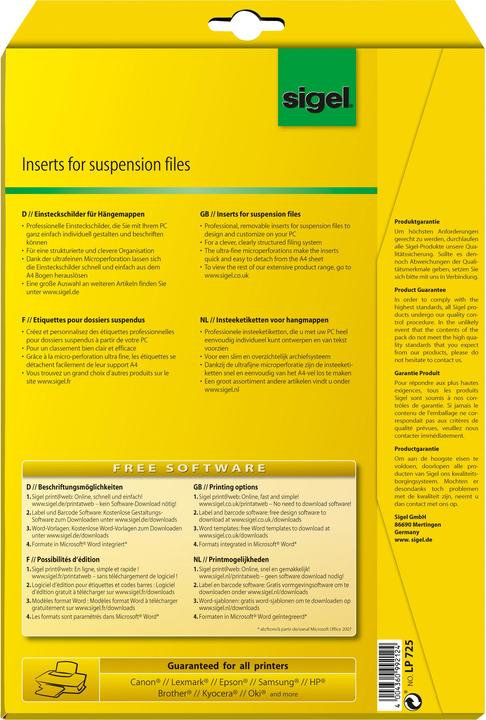 Produktbild Sigel PC-Einsteckschilder