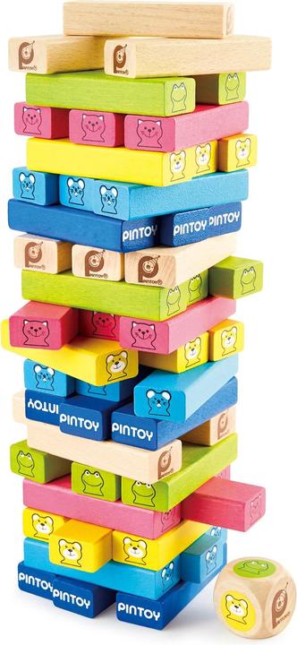 Actual product image Pintoy PT Four Friends Toppling Blocks (German, English, Italian, French)