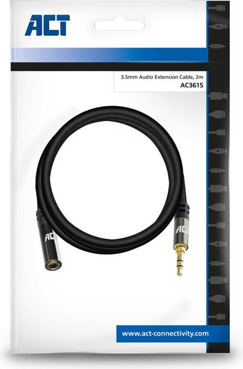Immagine prodotto 2 metri Cavo di prolunga audio di alta qualità 3.5 mm stereo jack maschio - femmina (2 m, Connettore da 3,5 mm (AUX))