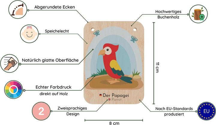 Produktbild Activity Board Zweisprachige Lernkarten aus Holz (Deutsch - Englisch), Sprachen lernen auf spielerische Art und (Englisch, Deutsch)