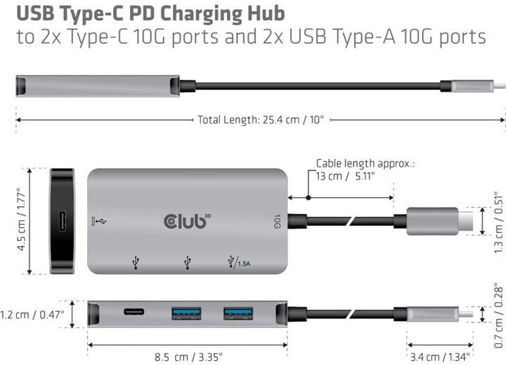 Image du produit Club 3D CSV-1543 (USB-C, 4 Ports)