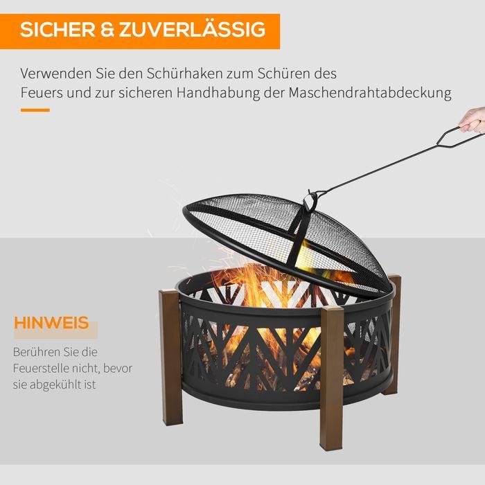 Actual product image Swisshandel24 2in1 fire bowl, spark guard, grill grate, black+brown (78 cm)