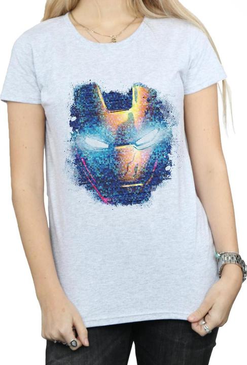 Actual product image Womens/Ladies Iron Man Distressed Head Cotton T-Shirt (XXL)