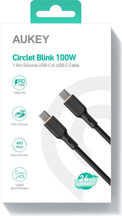Actual product image Aukey USB C – USB C (1.80 m, USB 3.2 Gen 1)