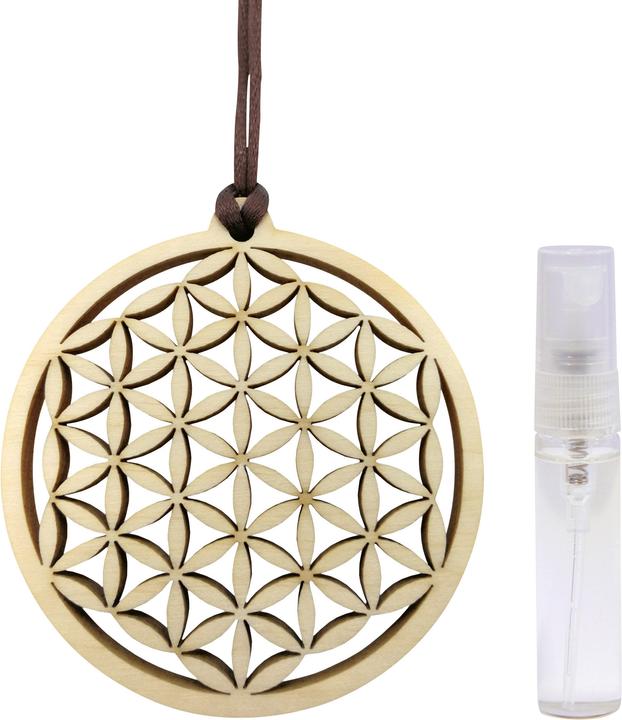 Image du produit ZirbenFamilie Pendentif en pin sylvestre "Fleur de vie" avec spray d'huile d'arolle (7 cm)