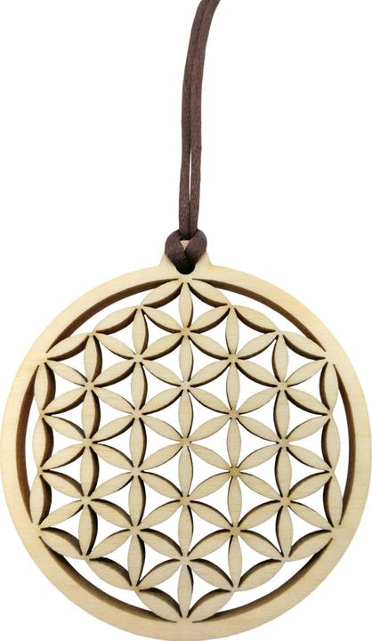 Image du produit ZirbenFamilie Pendentif en pin sylvestre "Fleur de vie" avec spray d'huile d'arolle (7 cm)