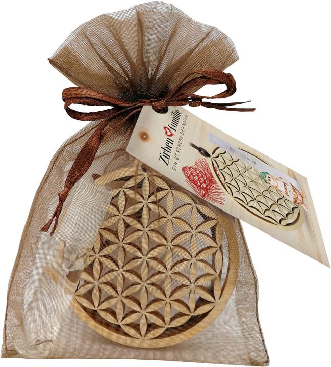 Image du produit ZirbenFamilie Pendentif en pin sylvestre "Fleur de vie" avec spray d'huile d'arolle (7 cm)