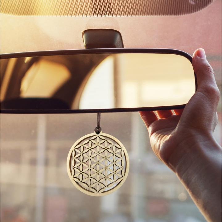Image du produit ZirbenFamilie Pendentif en pin sylvestre "Fleur de vie" avec spray d'huile d'arolle (7 cm)