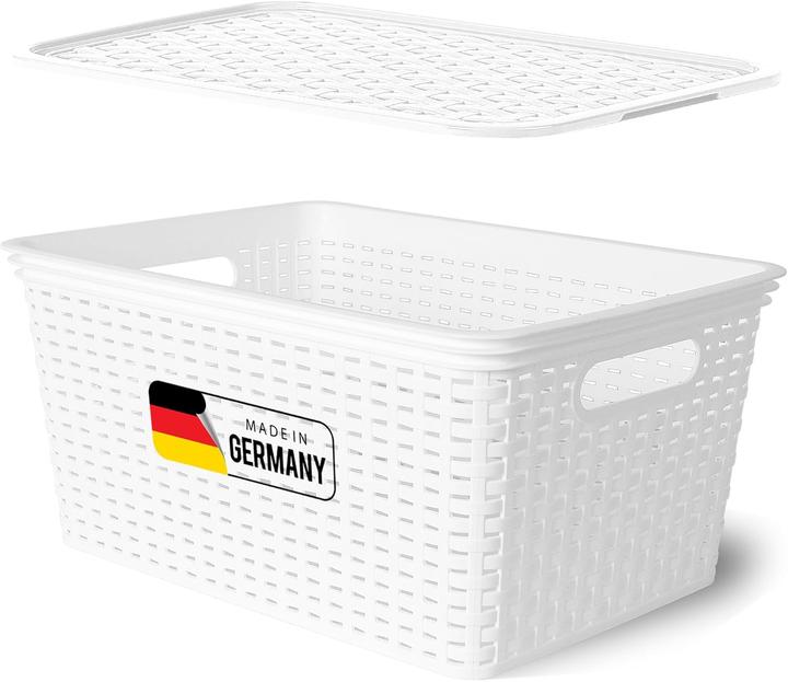 Image du produit Novaliv Aufbewahrungsbox mit Deckel Gross 14L Korb Weiss in Rattan Design Lebensmittelecht Aufbewahrun (14 l)
