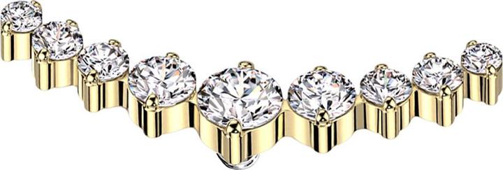 Produktbild Star Piercing Dermal Anchor gebogen vergoldet neun runde Kristalle silber (ohne Messing, Titan G23)