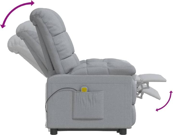 Produktbild VidaXL Massagesessel Fernsehsessel Relaxsessel Sessel Liegesessel Hellgrau Stoff