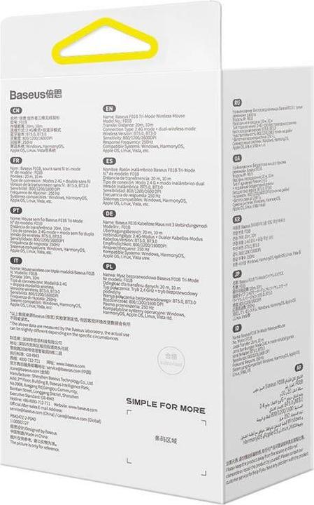 Produktbild Baseus Drahtlose Maus F01B Tri-Mode 2,4 G BT 5,0 1600 DPI (lila) (Kabellos)