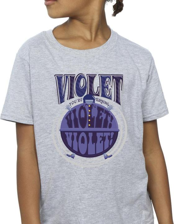 Actual product image Willy Wonka & the Chocolate Factory Girls Violet Turning Violet Cotton T-Shirt (128)