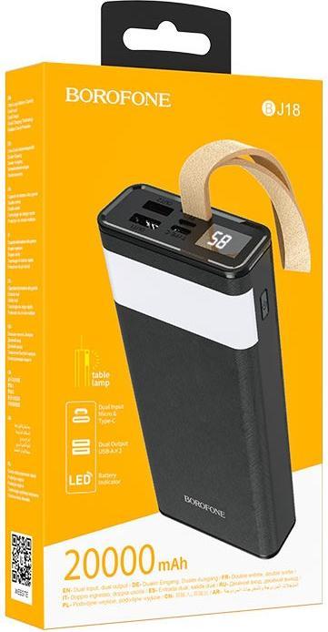 Actual product image Xiaomi External battery Power Bank Borofone BJ18 2xUSB 20000mAh black (20000 mAh)