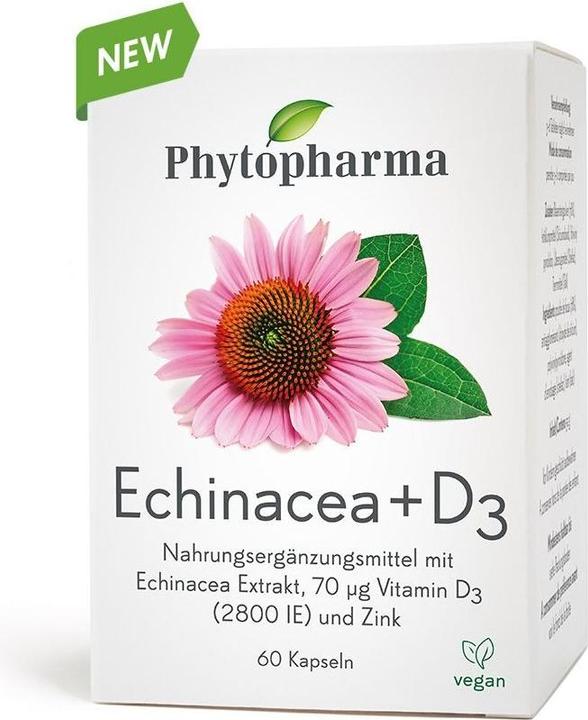 Actual product image Phytopharma Echinacea + Vitamin D3 Kapsel (60 Piece, Capsules, 63 g)