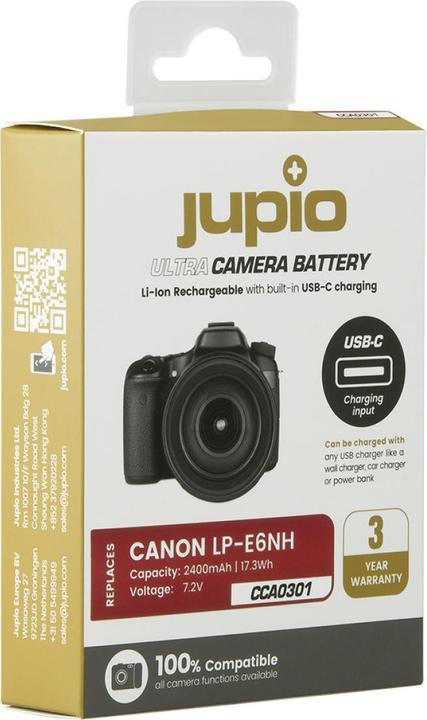 Image du produit Jupio LP-E6NH Ultra C (entrée USB-C) 2400mAh (Batterie)