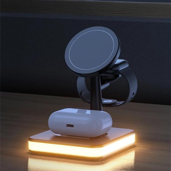 Immagine prodotto PhoneLook Stazione di ricarica wireless Fast Charge 4 in 1 con MagSafe + luce LED (25 W)