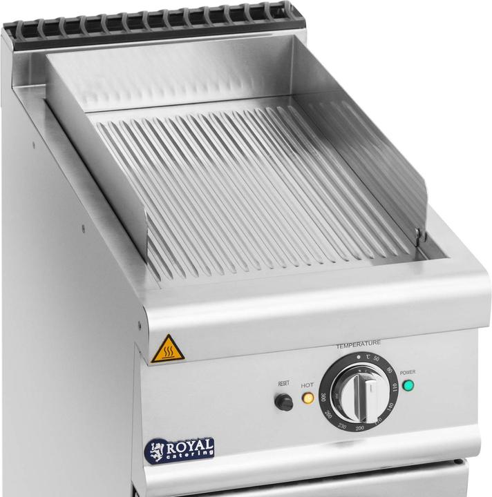 Produktbild Royal Catering Elektro-Grillplatte mit Unterschrank 5,4 kW geriffelt 50 - 300 °C Edelstahl (5.40 kW)