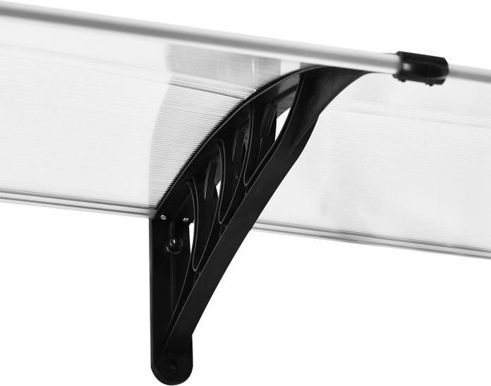 Actual product image Swisshandel24 Canopy for front door 75x195x23 cm 5mm polycarbonate aluminium transparent