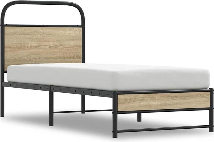 Actual product image VidaXL Bed frame without mattress 90x200 cm smoked oak wood-based material (90 x 200 cm)