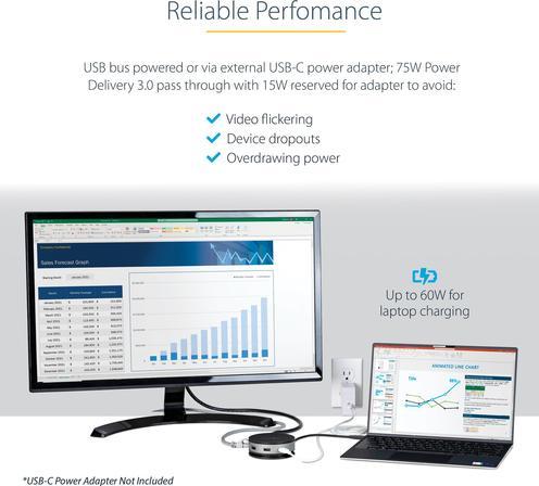 Image du produit StarTech .com Adaptateur USB C multiport (USB-C, 3 Ports)
