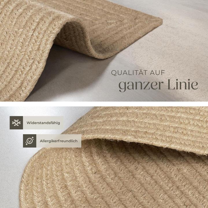 Produktbild tectake Geflochtener Teppich Vibe aus Jute, Boho-Stil (290 x 200 x 0.5 cm)