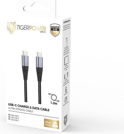 Produktbild Muvit Tiger Cable Ultra Resistant Type C/Type C 1,2m Gris (1.20 m)