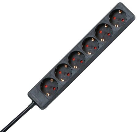 Produktbild Kopp 120615007 Innenraum 6AC outlet(s) Schwarz (6 x, CEE 7/3, 1.40 m)