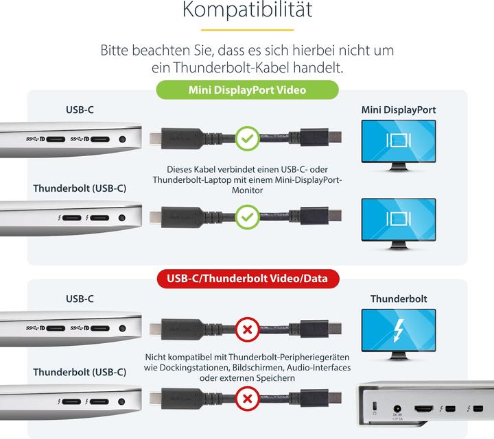 Produktbild StarTech USB Typ C — Mini DisplayPort (1.80 m, DisplayPort)