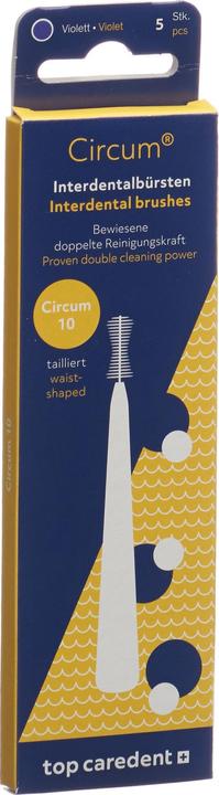 Top Caredent Circum 10 Interdentalbürsten violett mit Griff (5 x)