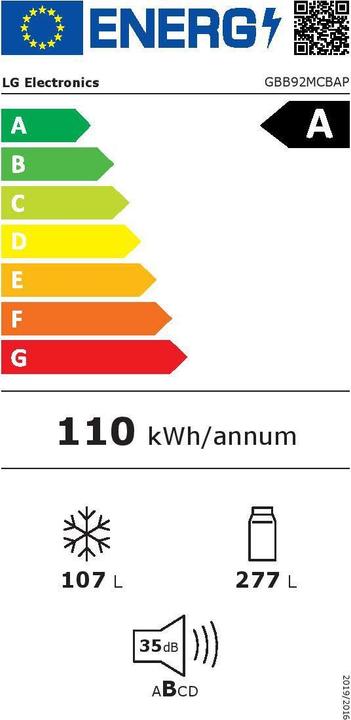 Energy Label LG GBB92MCBAP (384 l)