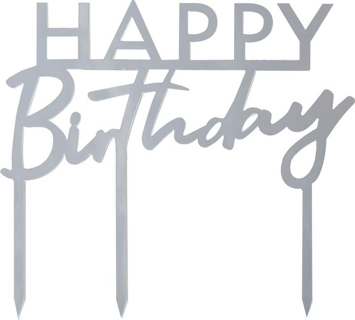 Produktbild Ginger Ray Cake Topper Happy Birthday Silberfarben (1 x)
