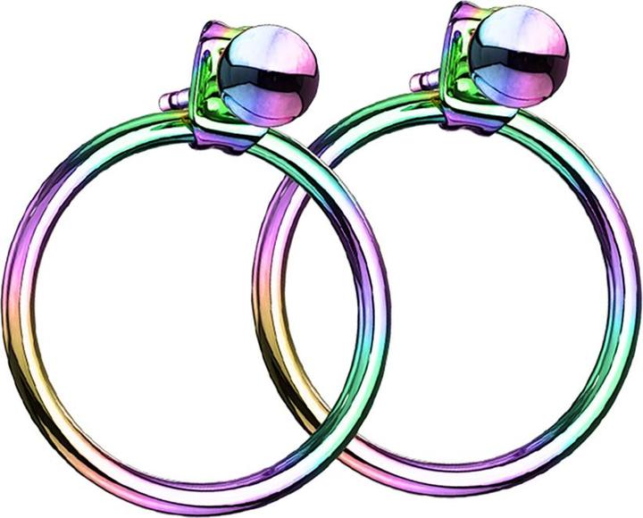 Produktbild Star Piercing Ohrring farbig mit Kugel Anhänger Ring (ohne Messing, Chirurgenstahl 316L)