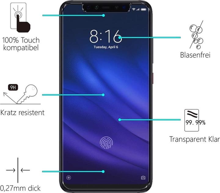 Produktbild Screenguard Xiaomi Mi 8 Pro Panzerglas Schutzfolie Case Friendly Design (1 Stück, Xiaomi Mi 8 Pro)