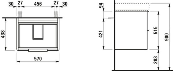 Produktbild Laufen Base Waschtischunterschrank, 2 Schubladen, 570x440x530mm, für Waschtisch H810963, H402232110 (57 x 44 x 57 cm)