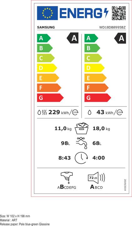 Energie-Label Samsung 8000DK Serie All in One WD18DB8995BZT2