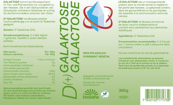 Nutritional values and ingredients Biosana D (+) Galactose (1 Piece, Powder, 300 g)