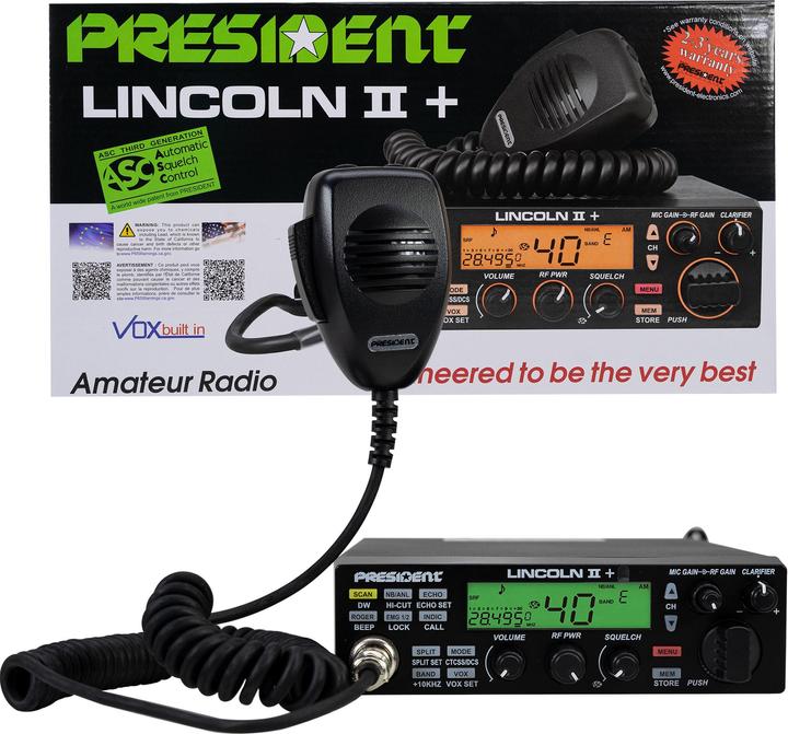 Image du produit President Radioamateur LINCOLN II + ASC 10/12M, Roger Beep, ANL, NB, Hi-Cut-Filter, AM-FM-USB-LSB-CW