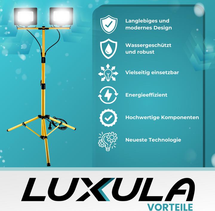 Produktbild Luxula LED Baustrahler mit Stativ (10000 lm, IP65)