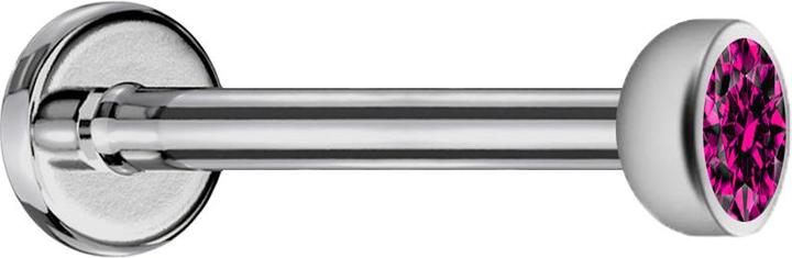 Produktbild Star Piercing Micro Labret Innengewinde silber mit Halbkugel Kristall fuchsia (ohne Messing, ohne MessingTitan G23)