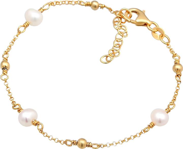 Image du produit Elli Bracelet Chaîne à pois Boules Perle d'eau douce de culture Argent 925 (16 cm, Argent sterling 925)