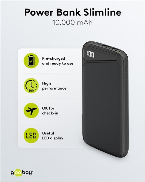 Produktbild Goobay Slimline (10000 mAh, 10.50 W, 50 Wh)