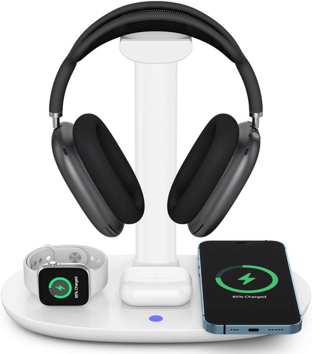 Image du produit PhoneLook Station de charge 4 en 1 moderne 30W sans fil avec support casque pour AirPods Max, iPhone, Apple Wa (15 W)