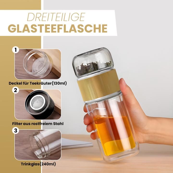 Produktbild Gewürzladen Näfels Drehbare Teeflasche aus hitzebeständigem Glas mit Teefilter - to go (0.24 l)
