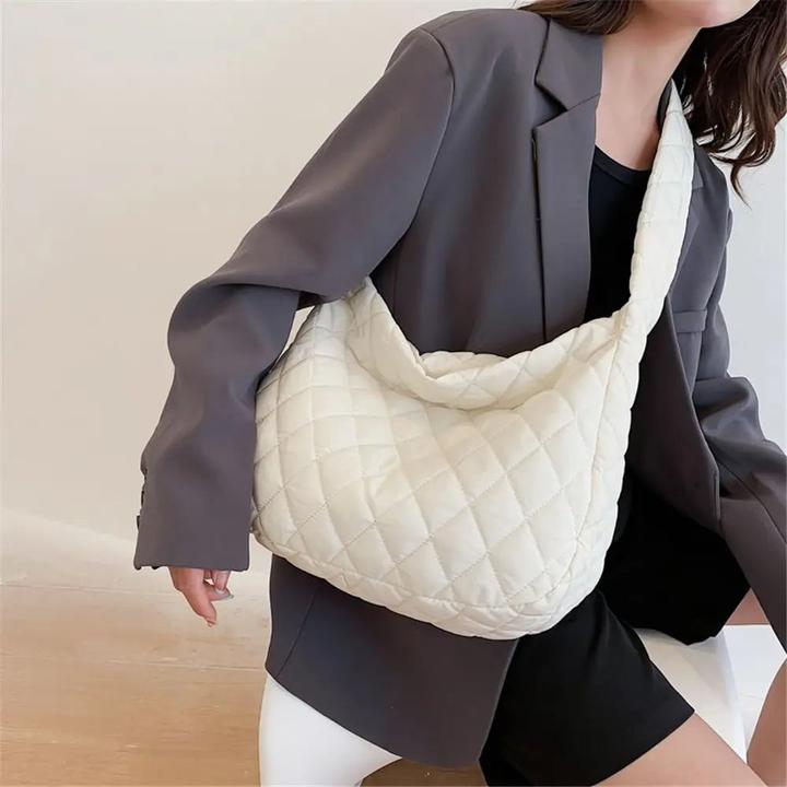 Actual product image Only-Bags.Store Large Capacity Quilted Bag Winter Warm Lightweight Down Cotton Padded Plaid