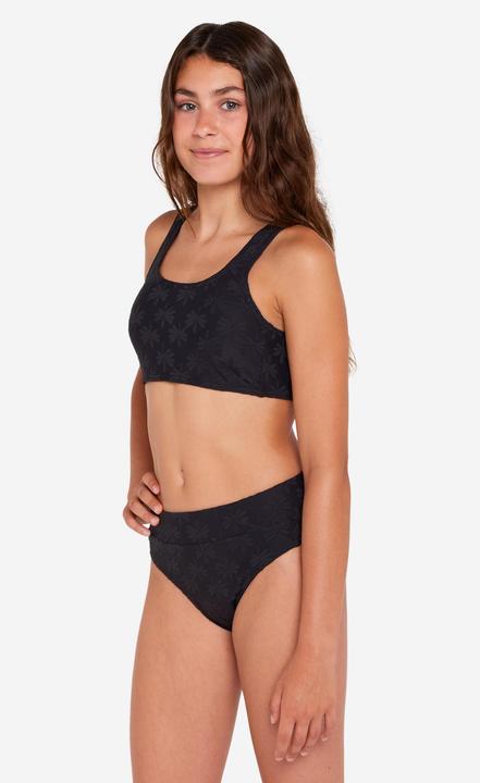Actual product image Olaian Bikini Surfen Mädchen Bustier hoher Taillenbund 500 Lao Miami schwarz (140)