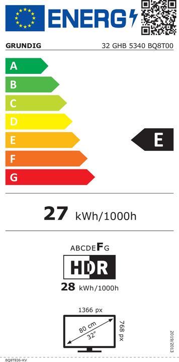 Label énergétique Grundig Grun TV LED HD (32", LED, HD ready)