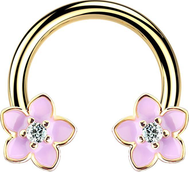 Star Piercing Circular Barbell 14k vergoldet Blume (Chirurgenstahl 316L, Messing)